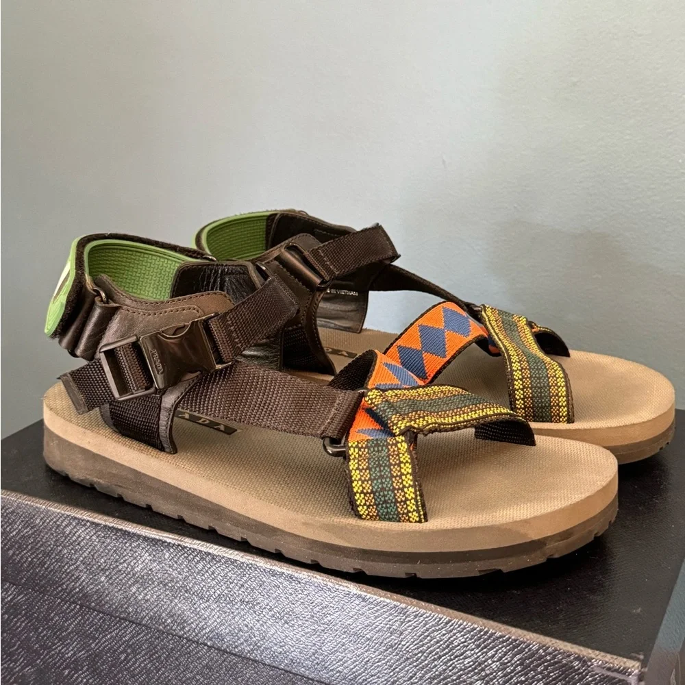 Prada Brown, Green, Orange & Blue Men’s Sport Sandals
